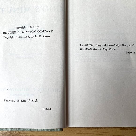 God's Minute A book of 365 Daily Prayers for Home Worship 1943 John C. Weston Co - Picture 3 of 4